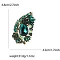 Spilla vintage dorata con cristalli verde scuro e fiori neri, misura 6,8 cm - Verde (MM-BR-0036-GN)