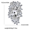 Spilla vintage in lega d'argento con strass trasparenti, lunghezza 10,2 cm - Base Argento Bianco