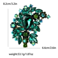 Vintage large brooch with green teardrop crystal and colorful rhinestones in alloy base - Green