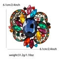 Retro bohemian alloy flower brooch with deep blue center stone and colorful crystals - Colorful