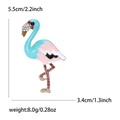 Cartoon enamel flamingo brooch with blue pink wings and rhinestones including dimensions - Green