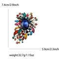 Vintage-Brosche aus Goldlegierung mit blauem Kristall und bunten Steinen, 7.4cm x 5.9cm - Regenbogen