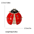 Rote Emaille Marienkäfer Brosche mit Strass und grünen Augen, Maße 2,7cm x 2,7cm - Rot