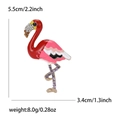 Fashion alloy flamingo brooch with red enamel and colorful rhinestones for women's coat - Red
