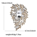Spilla vintage dorata con grande cristallo ovale e strass bianchi dal design floreale - Base Oro Bianco
