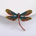 Exquisite gold-plated dragonfly brooch with vibrant multicolor rhinestones and crystals - Yellow (BR-209) / Yellow