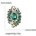 Elegante spilla in lega oro rosa con grande cristallo ovale verde smeraldo e strass - Verde (0099-GN)