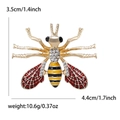 Vintage enamel bee brooch with red wings and crystal details, measuring 3.5cm by 4.4cm - Yellow 0167-YL