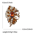 Grande spilla vintage in vetro ambrato finitura dorata, misura 9,5 cm per 6,5 cm - Marrone