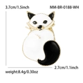 Spilla a forma di volpe in smalto bianco e metallo dorato con misure di 3,7 cm - Bianco