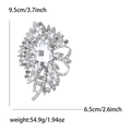 Eleganter Silber-Alloy Blumenbrosche mit weißen Zirkonia, Höhe von 9,5 cm und 54,9g - Silberbasis Weiß