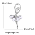 Elegante zilveren broche met dansend meisje, witte strass en parels, 5.8cm hoog - Zilver