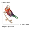 Dettaglio della spilla uccello con dimensioni 4,9cm x 4,1cm e peso di 8,9g - Rosso (0178-RD)