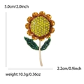 Vintage Sonnenblumen-Brosche mit gelben Strasssteinen und orangefarbenen Blüten - Gelb (MM-BR-0173)