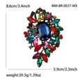 Broche de flor con cristales de colores y piedra azul marino con acabado en oro - Arcoíris