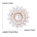 Broche minimalista de perlas circulares con círculos concéntricos y base de oro de 4,4cm - Oro rosa