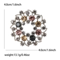Elegant crystal wreath brooch pin for women suit, measuring 4.0cm diameter and 13.1g weight - Coffee