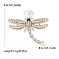 Elegante spilla a libellula dorata con perle e strass dimensioni 4,3cm per 4,0cm - Oro