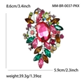 Elegante broche de strass rosa ovalado con cristales coloridos y medidas de tamaño - Rosa Multicolor