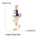 Elegant ballerina brooch with purple enamel and gold plating, measures 4.4cm by 1.7cm - Purple