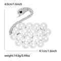 Détails de la broche cygne avec perles et strass incluant dimensions et poids exacts - Argenté