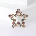 Vintage ster-vormige broche van legering met kleurrijke strass-steentjes en kristallen op wit - Bruin