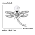 Spilla libellula argento con perla bianca e strass, larghezza 4,3cm e altezza 4,0cm - Argento