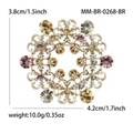 Elegant gold flower wreath brooch with champagne and purple rhinestones for suits - Coffee Brown (MM-BR-0268-BR)
