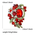 Retro hollow floral alloy brooch with large oval red crystal and sparkling rhinestones - Red