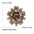 Broche de corona vintage en aleación dorada con piedra roja y cristales de colores - Rojo