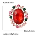 Detail view of retro oval red crystal brooch with pink and green rhinestones, 4.2x3.6cm - Red (0324-RD)