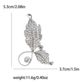 Spilla a foglia argento con strass e perla, misura 5.3x3.7cm e peso 11.6g - Argento