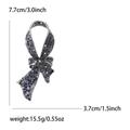 Detail view of crystal bow brooch with precise dimensions 7.7cm x 3.7cm and weight 15.5g - Bowknot Style (0387-BL) / Blue