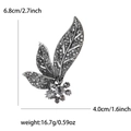 Broche vintage en forme de feuille avec cristaux sombres pour vêtements de femme - Forme de Fleur de Feuille (0386-BK) / Noir