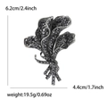 Vintage black orchid bouquet brooch with rhinestones and gunmetal finish for women - Black