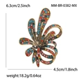 Luxury floral crystal brooch in gold-tone alloy with vibrant multi-color rhinestones - Colorful