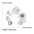 Silver flower brooch with pearls and crystals showing dimensions 3.5cm by 3.7cm - Silver