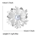 Elegante spilla a fiore in argento opaco con perla e cristalli per maglioni - Argento Opaco 0483-SL