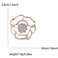 Modische Rosenblüten Brosche aus Legierung mit hohlem Design und Kristallsteinen in Roségold - Gold