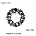 Broche de corona navideña con pedrería azul y violeta en base de aleación de plata - Plata Antigua Multicolor