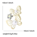 Golden butterfly flower brooch with pearls and crystals measuring 4.0cm for women - Matte Gold