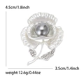 Silberne Stiefmütterchen Brosche mit grauer Perle und Strass, Größe 4,5 cm x 3,5 cm - Silber