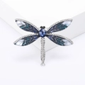 Elegante spilla a libellula con ali in smalto blu e cristalli di zircone - Blu (MM-BR-0563-BL)