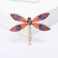 Spilla a libellula dorata con ali in smalto colorato e decorazione con strass lucidi - Multicolore (MM-BR-0563-MX)