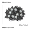 Exquisite alloy hedgehog brooch with black and white rhinestones for suits and cardigans - Silver