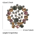 Vintage floral alloy brooch with colorful rhinestones for suits and evening dresses - Brown
