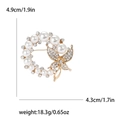 Broche papillon élégante avec perles et strass, dimensions 4,9 cm x 4,3 cm - Or 0596-GD