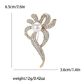 Eleganter Gold-Bogen-Brosche mit weißer Perle und Strass für Damenanzüge und Kleider - Gold