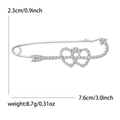Spilla da balia argentata con strass scintillanti e design a doppio cuore con freccia - Argento