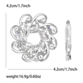 Detailed size view of flower brooch with crystals showing 4.2cm width and silver petals - White